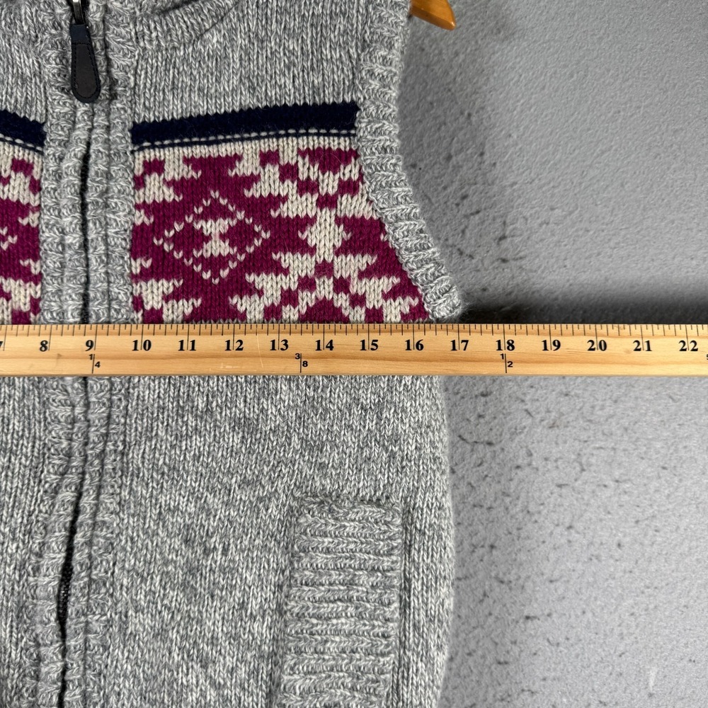Between Me & You Sherpa Lined Knit Vest Womens Large Gray Wool Aztec Heavyweight - Picture 8 of 9